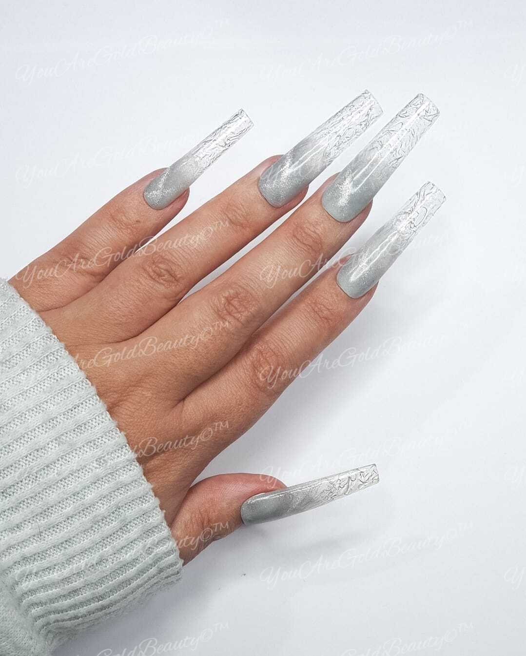 Icicle tip nails design ice square shape nails long square nail designs cat eye nails cat eye nails designs  