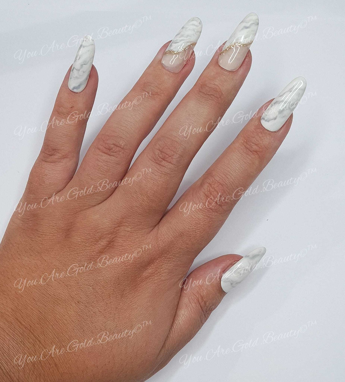 almond marble nails long press on nails uk