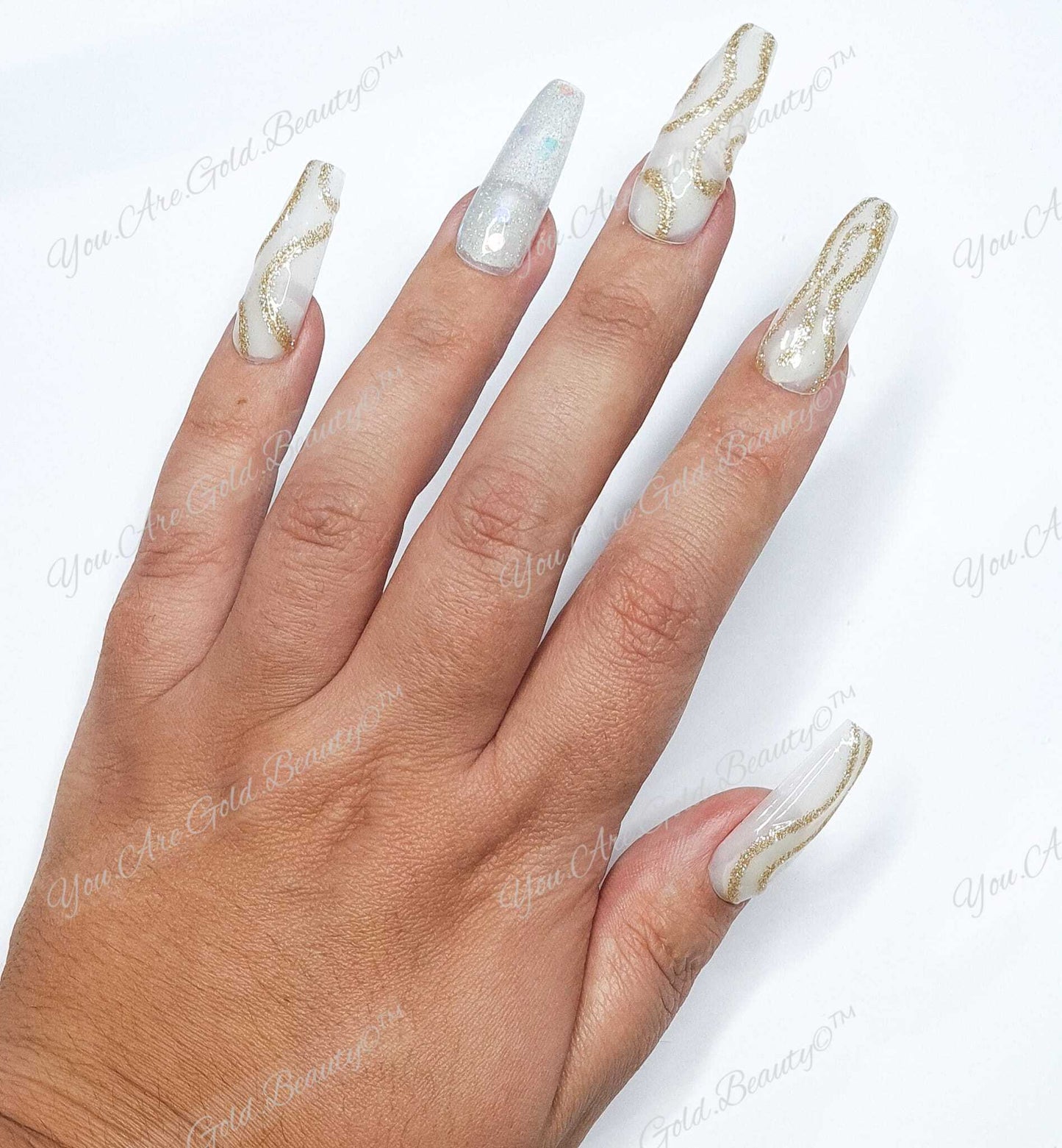 gold glitter nails clear press on nails uk 