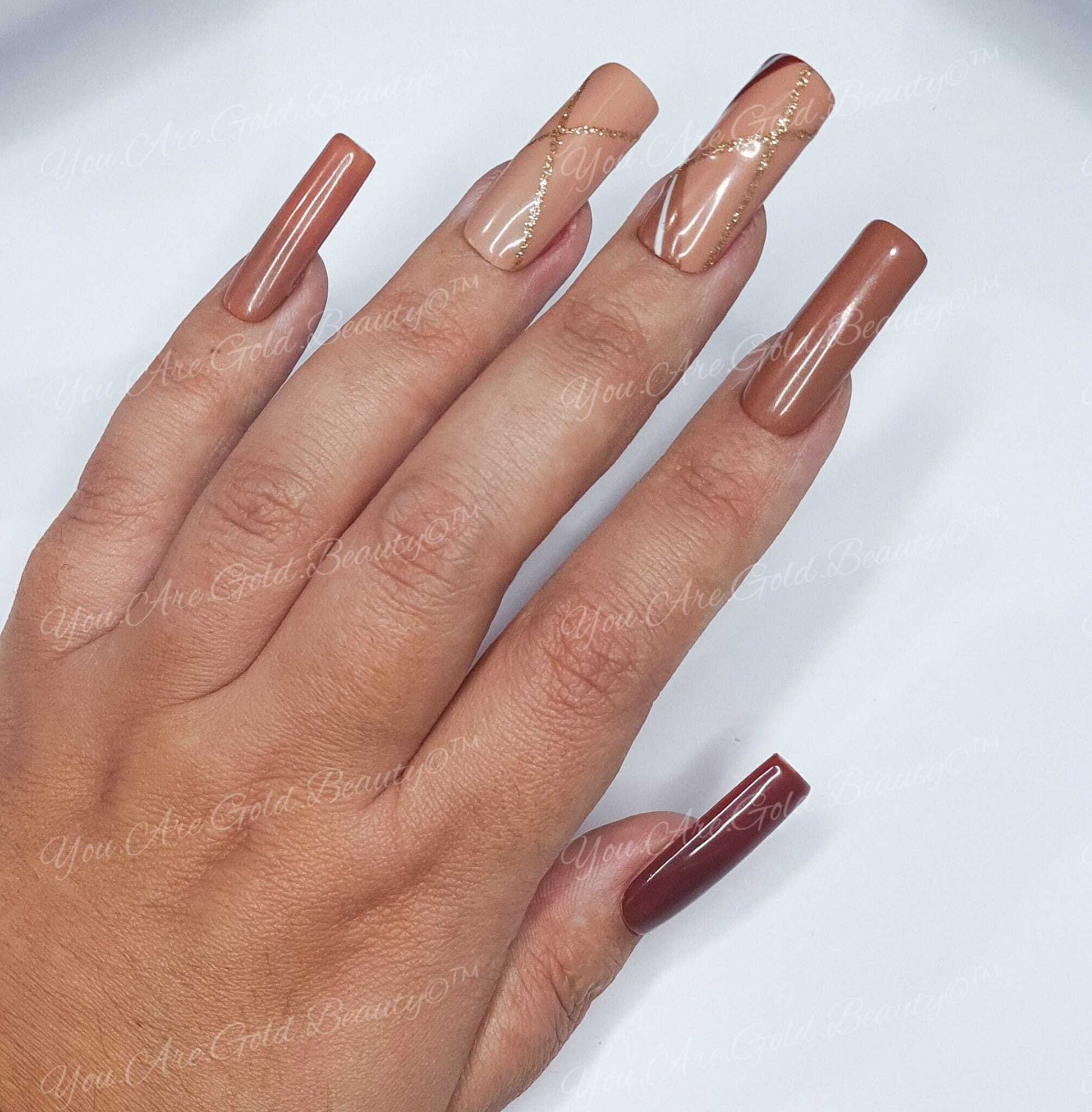 brown autumn nails Press On nails uk latte colour nails 