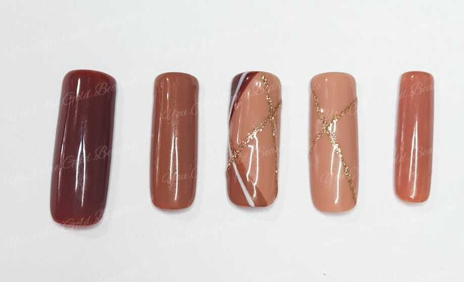 brown square nails designs 