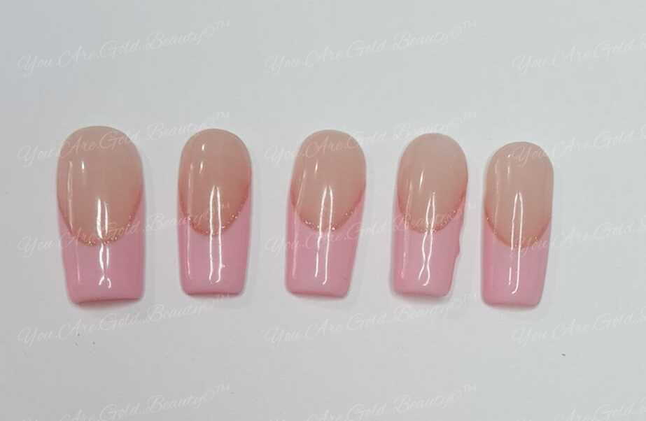luxury press on nails baby pink french tip square nails