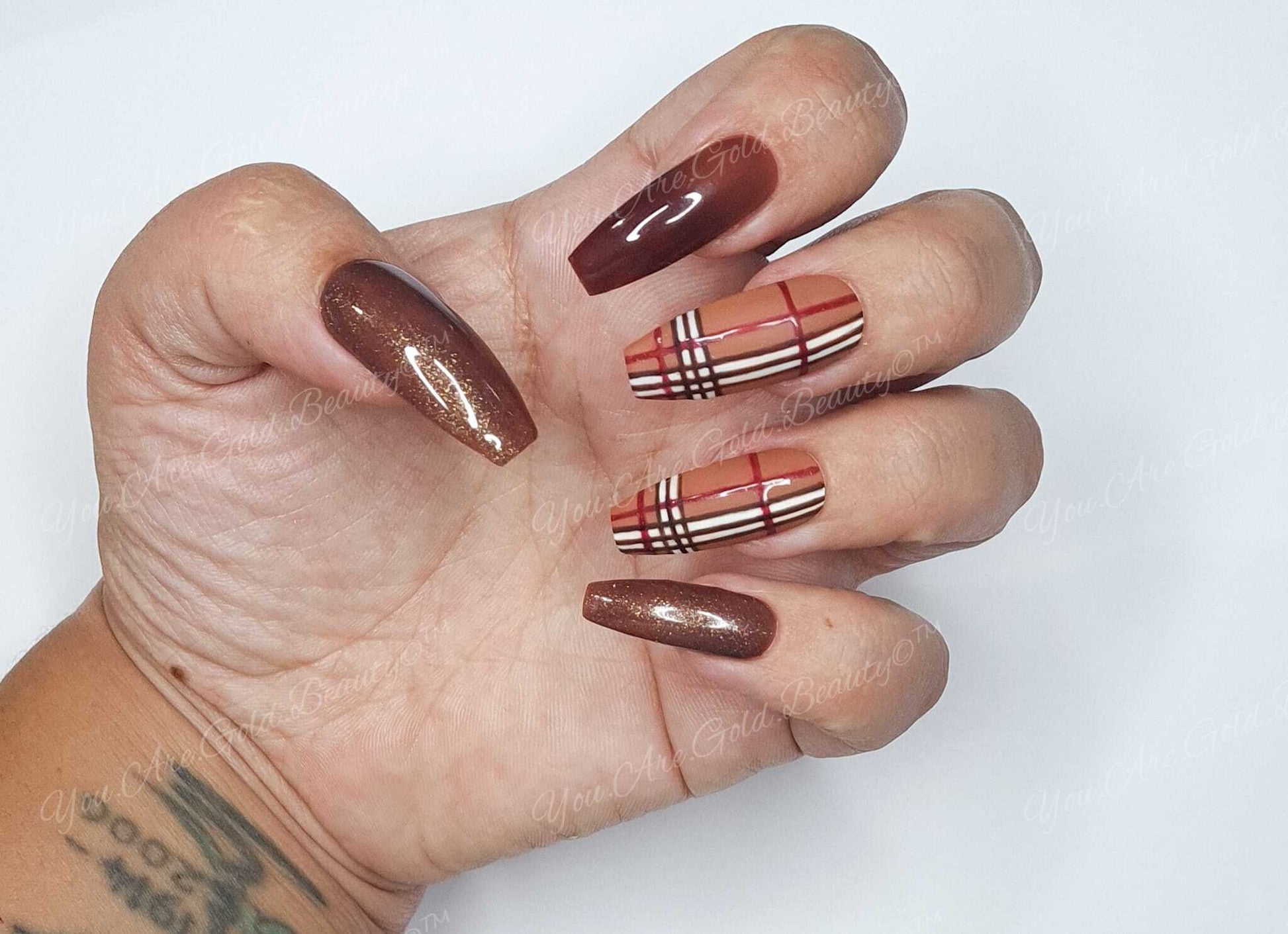 thermal colour changing nails press on nails uk brown tartan nails, burberry nails tartan nail designs press on nails uk brown nails coffin nails coffin shaped nails