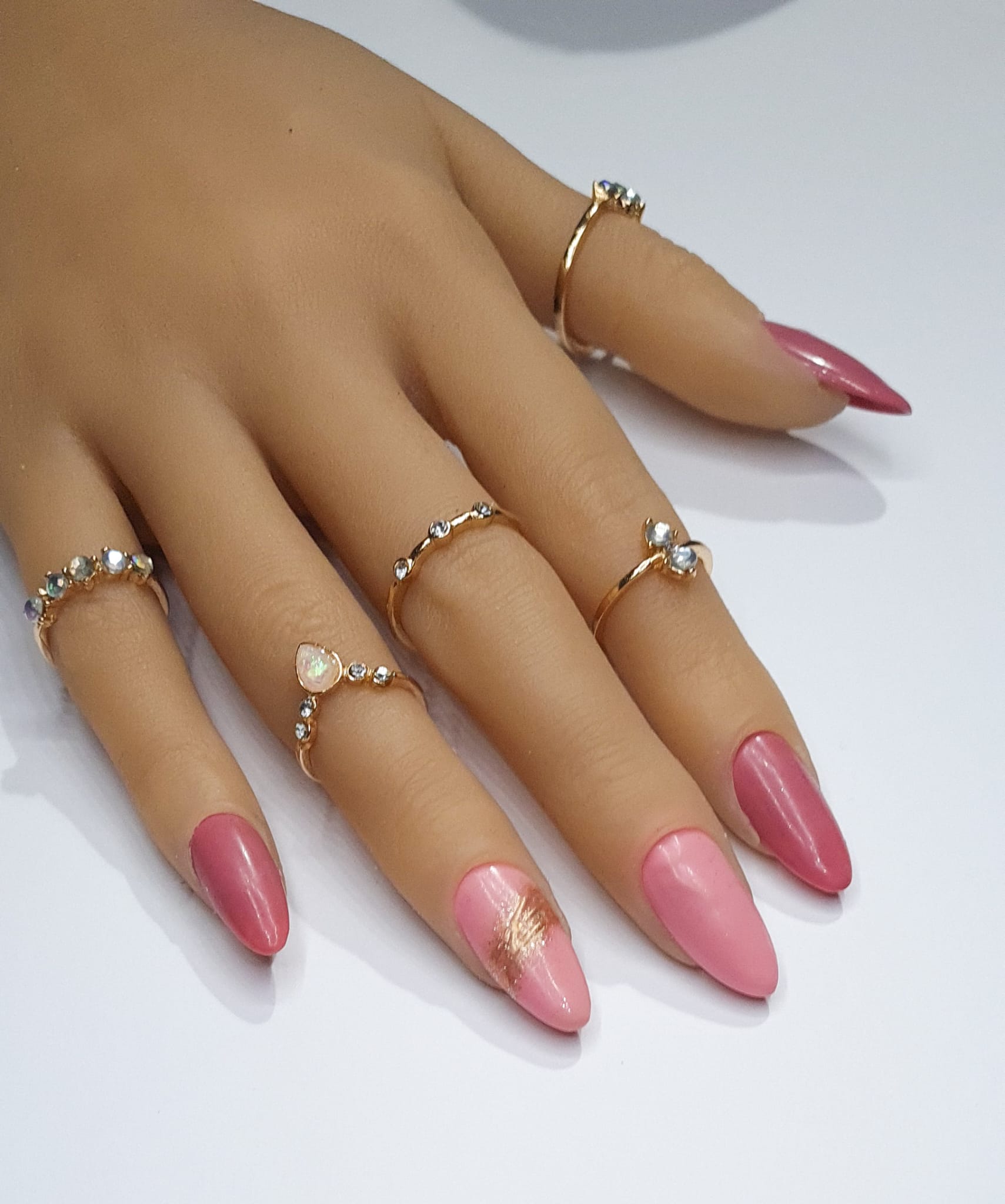 pink almond shaped press on nails blush pink press extra short spring summer collection full cover gel tip luxury false nails salon quality hand painted custom made uk