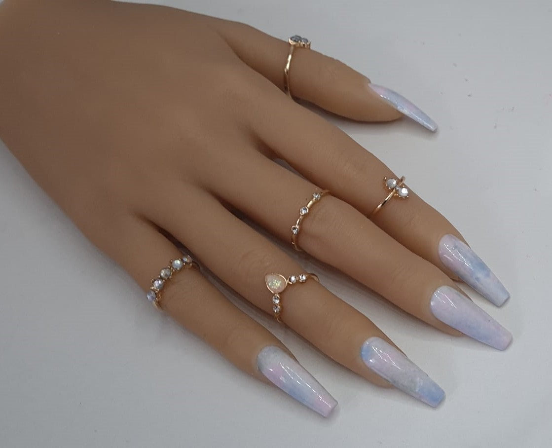 false nails coffin nails shape with marble white design