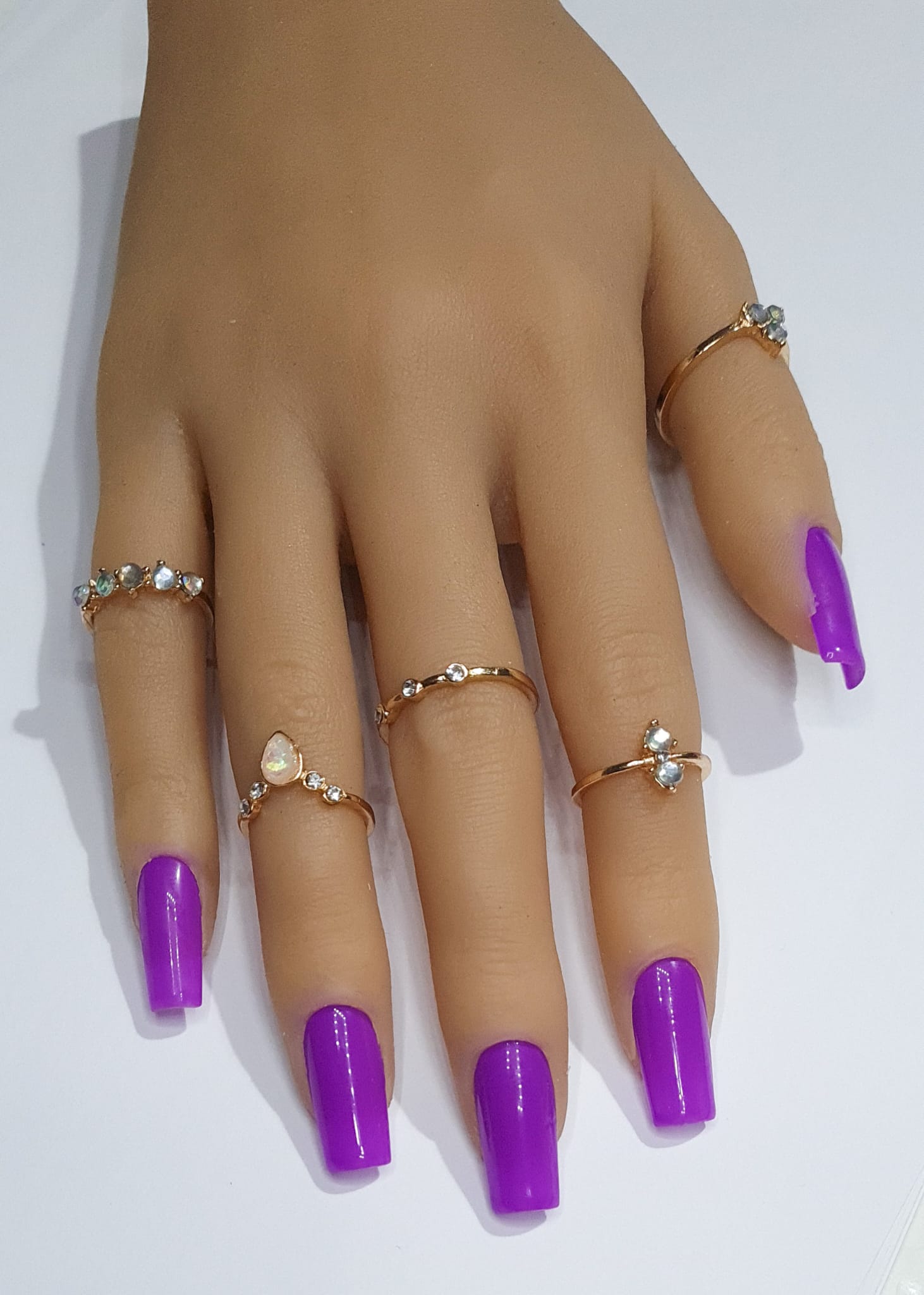 Press On Nails- Medium Square Shaped Basic Vibrant Bright Purple Spring/Summer2023 collection full cover gel tip luxury false nails salon quality hand painted custom made uk