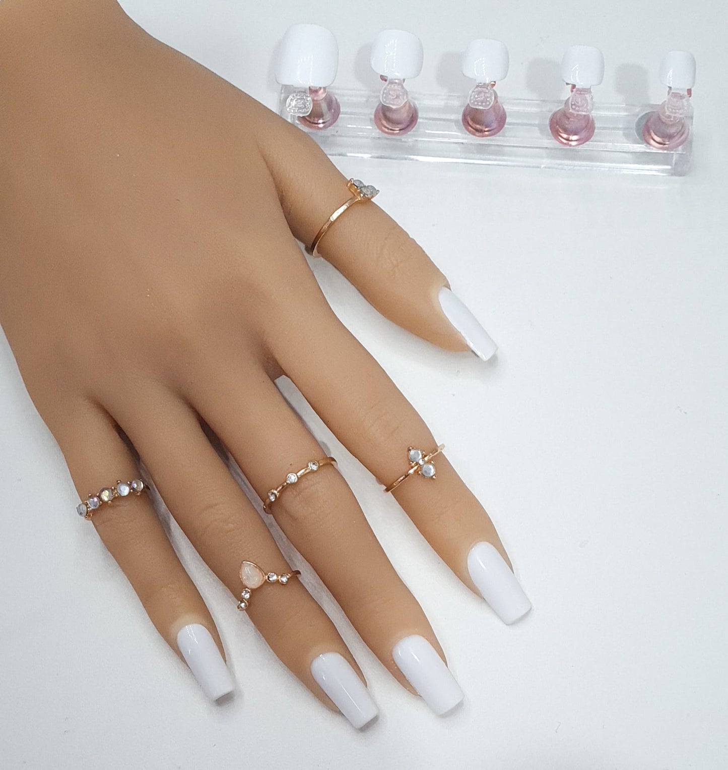 false nails medium square nails shape in basic plain white base with false toe nails