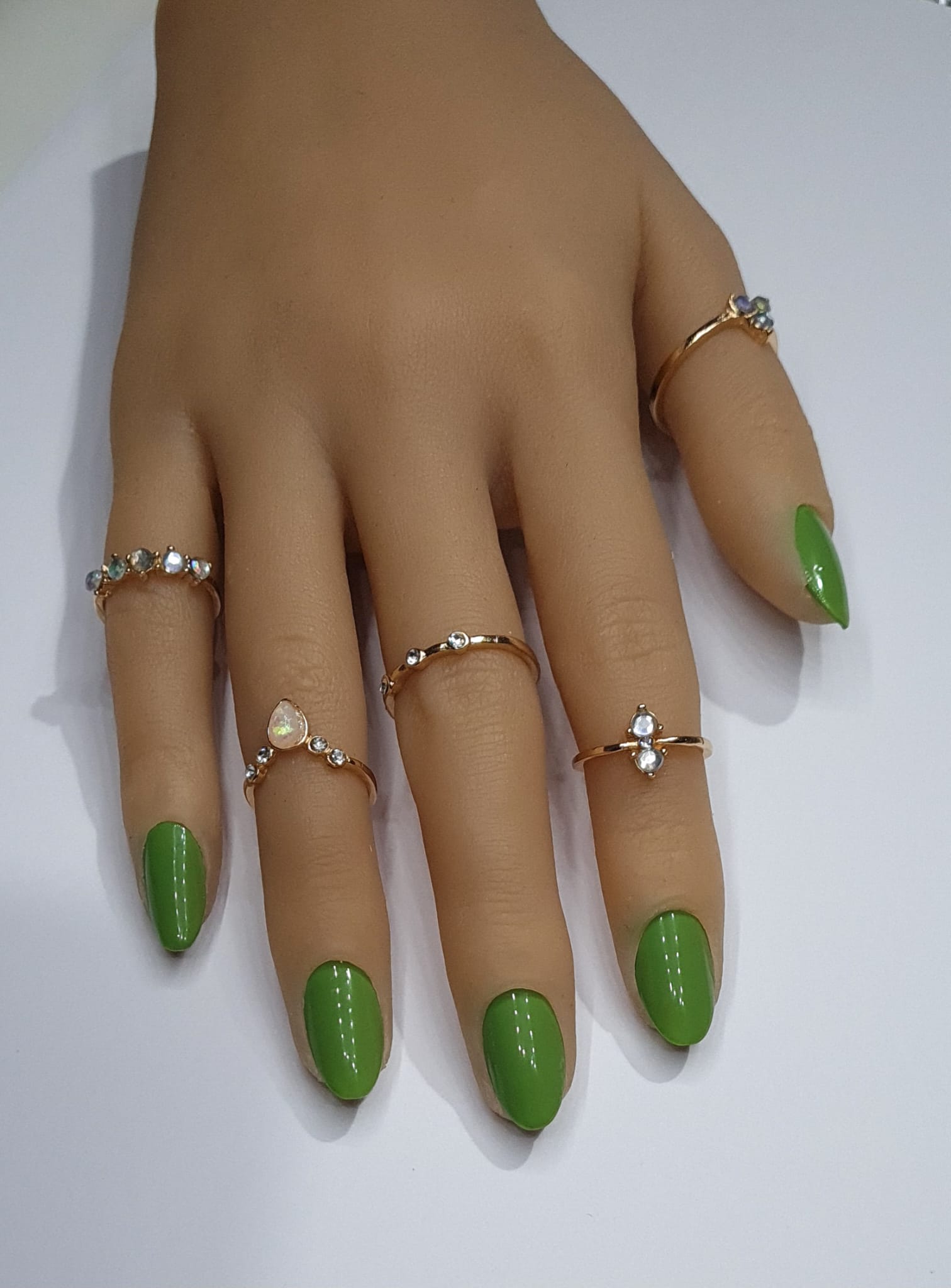 Press On Nails- Extra Short Almond Shaped Basic Grass Green Spring Summer Collection plain full cover gel tip luxury false nails salon quality hand painted custom made uk